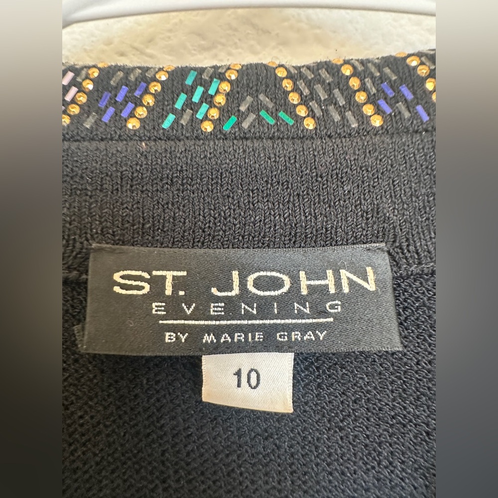 St John Evening Santana Knit jacket with silver Beading size 10 - Picture 6 of 12